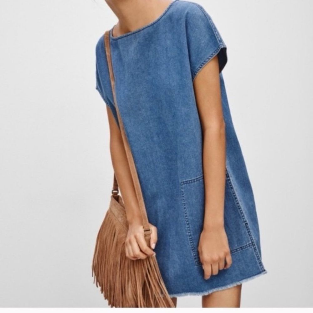 Wilfred Free Nori Denim Mini Dress Light Wash